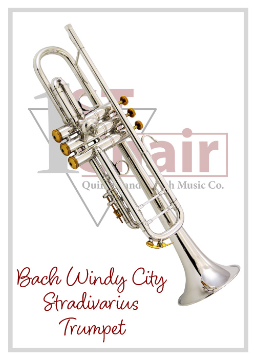 Bach Windy CIty Stradivarius trumpet in silver with gold trim kit