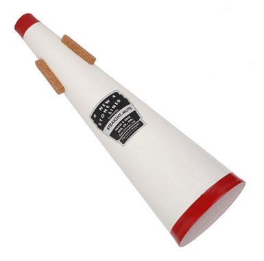 Red and white stonelined trombone straight mute
