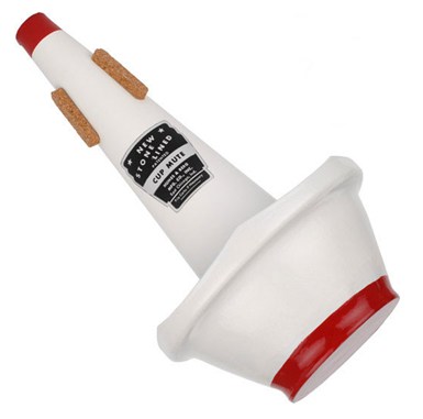 Red and white stonelined trombone cup mute