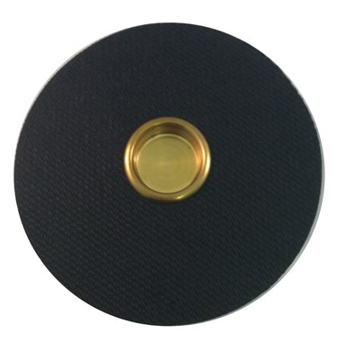 black rubber circle with metal center