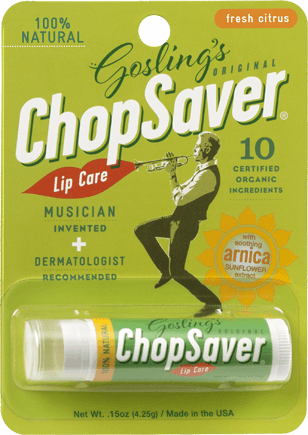 Green package for Gosling's ChopSaver lip care balm