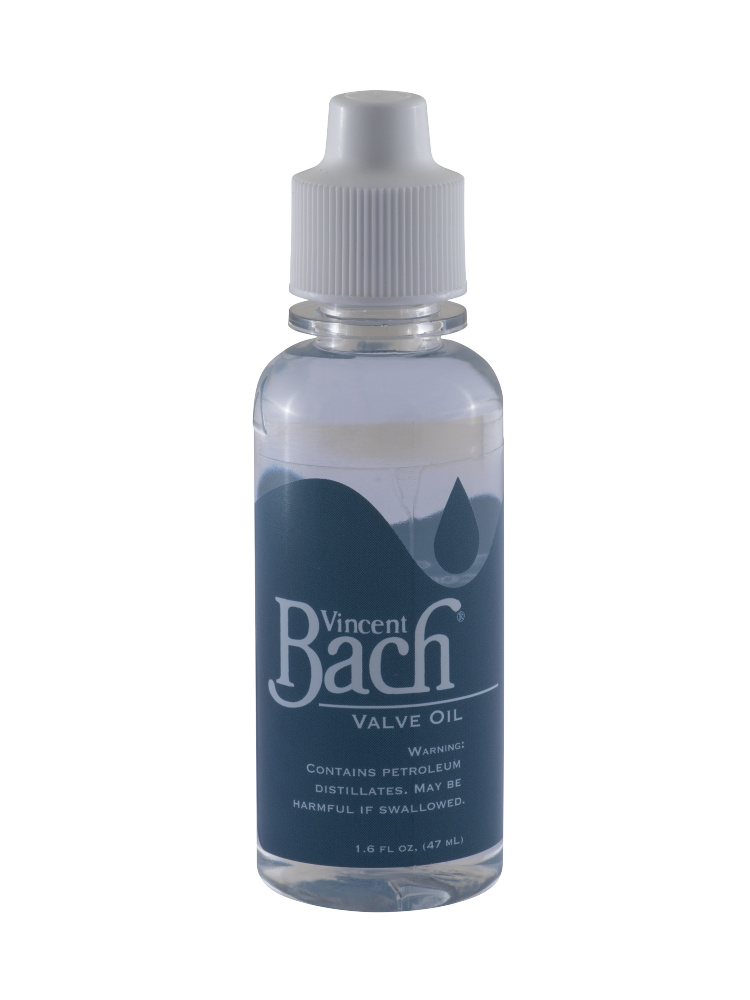 clear bottle of Bach valve oil