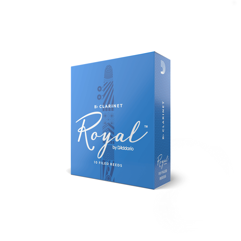 Blue box of ten Royal by D'addario Bb Clarinet Reeds strength four
