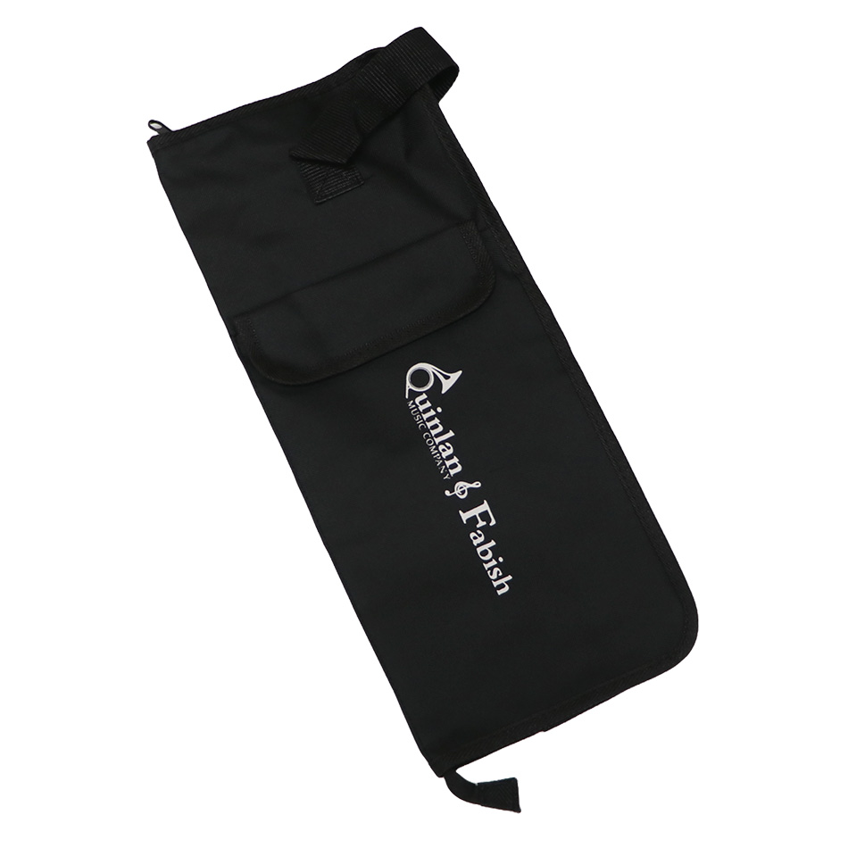 Black percussion stick back with Quinlan and Fabish logo on it