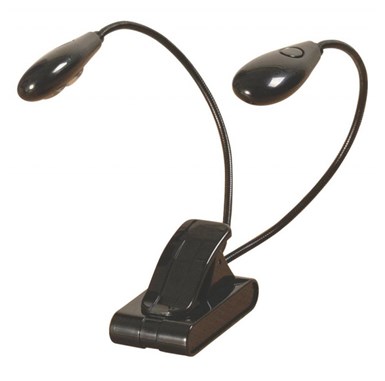 On Stage Clip on Musid Stand Light with two flexible LED lights