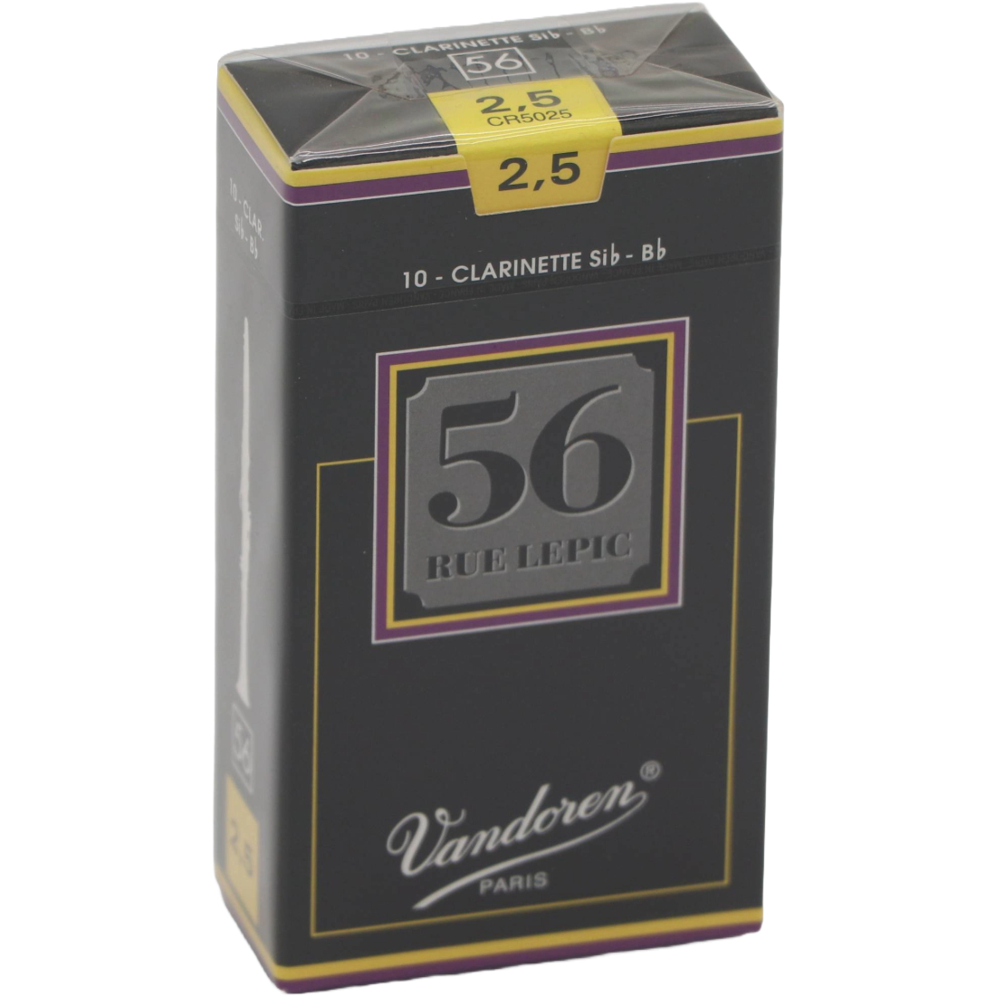 Black box of 10 Vandoren Rue Lepic B flat Clarinet reeds - Strength of 2.5