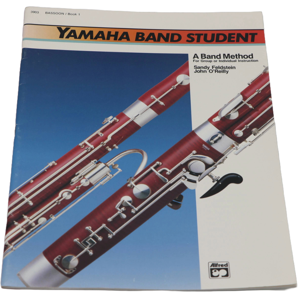 White and blue method book 1 titled Yamaha Band Student