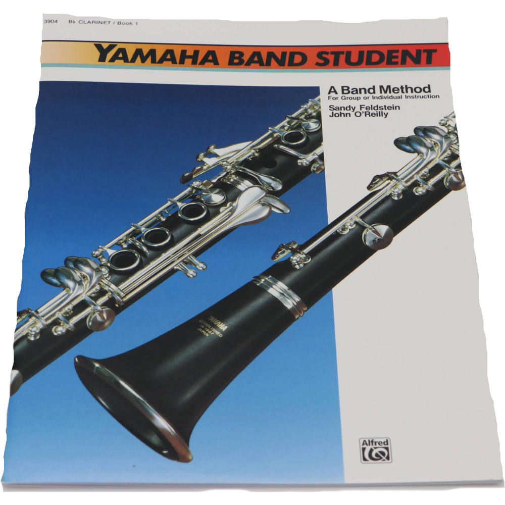 White and blue method book 1 titled Yamaha Band Student