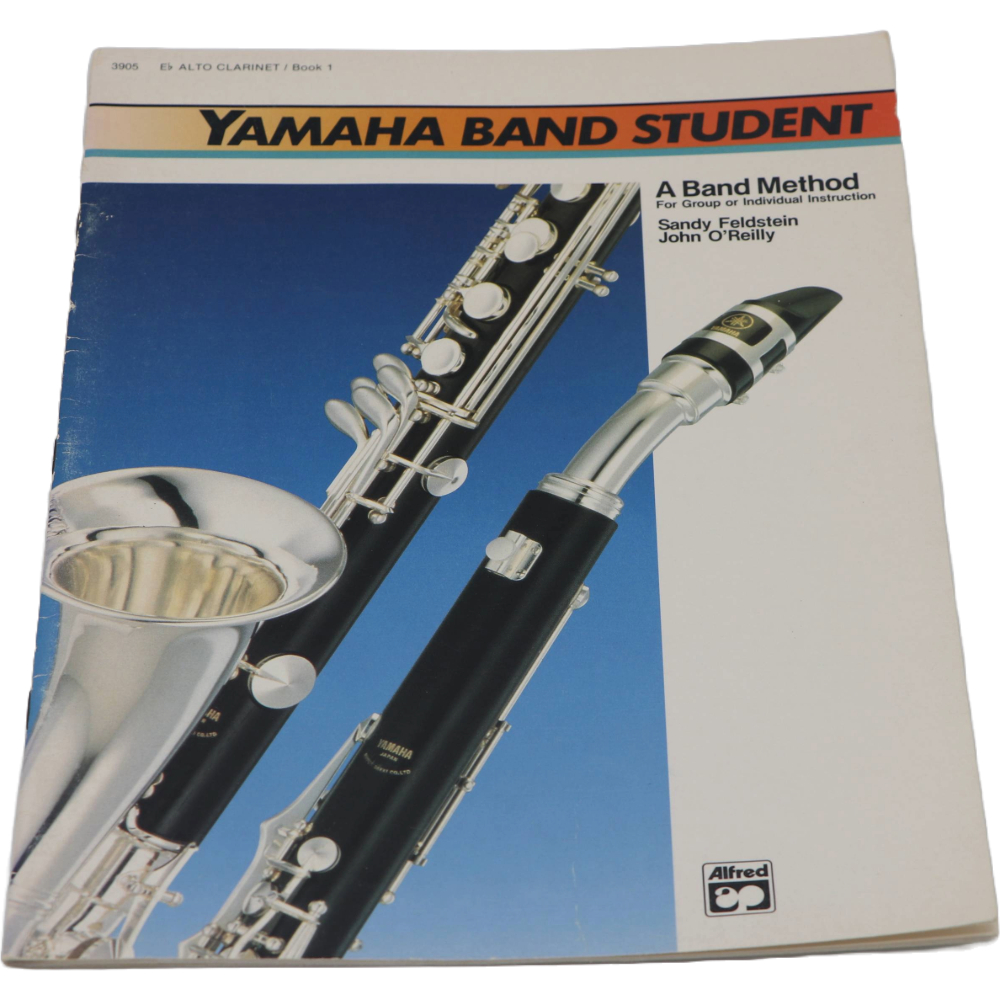White and blue method book 1 titled Yamaha Band Student