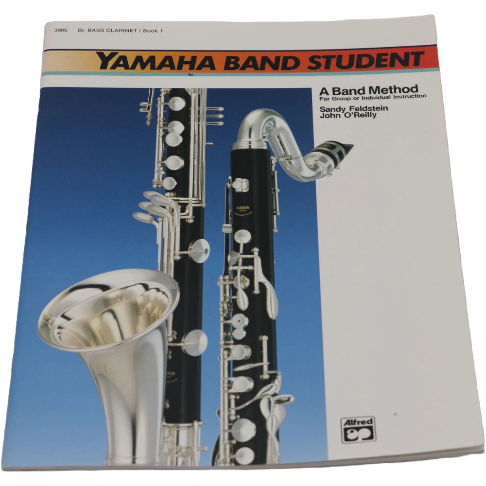 White and blue method book 1 titled Yamaha Band Student