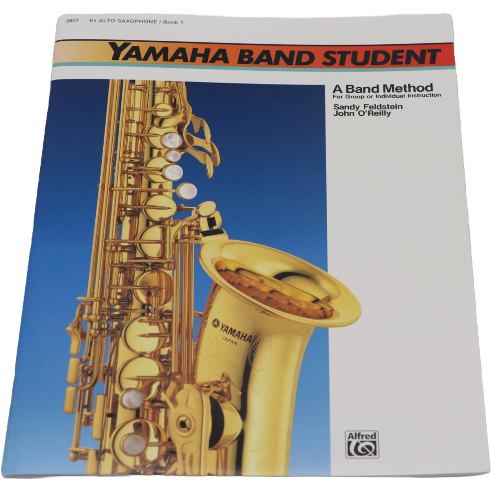 White and blue method book 1 titled Yamaha Band Student