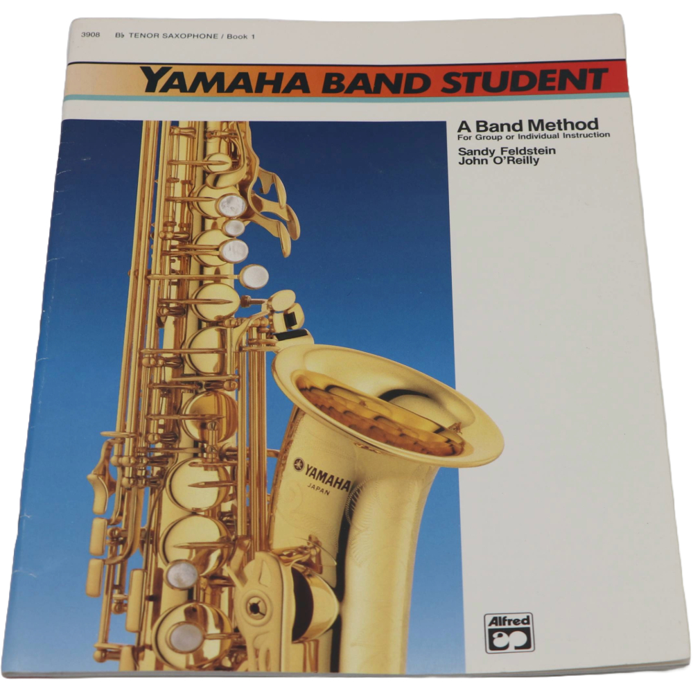 White and blue method book 1 titled Yamaha Band Student