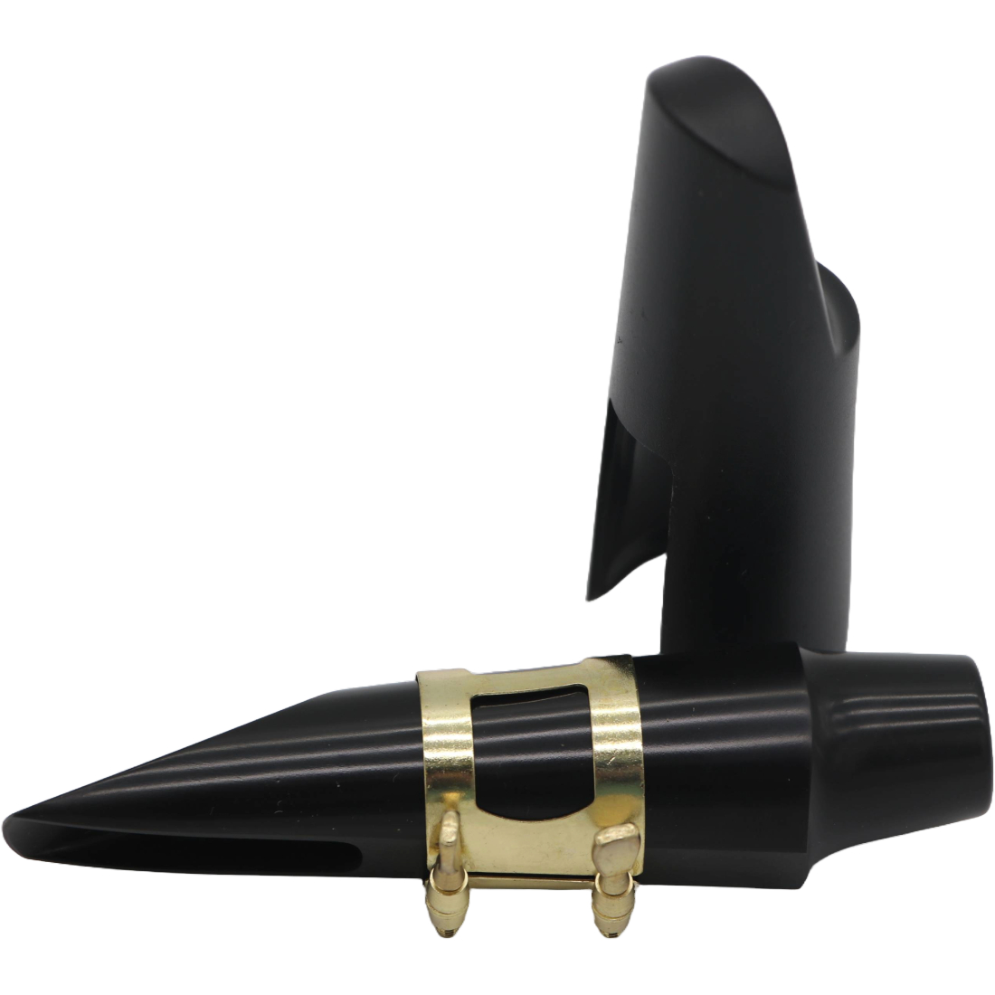 Black Amway mouthpiece with brass ligature and black plastic cap
