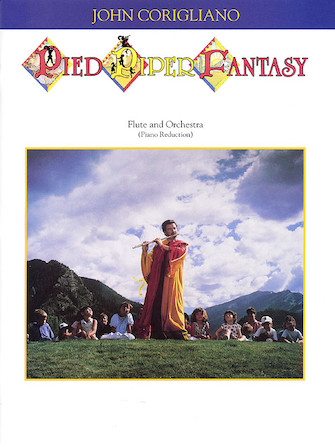 White book cover with picture of a pied piper music of John Corigliano's Pied Piper Fantasy