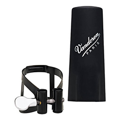 Black finish Vandoren M/O series clarinet ligature and cap