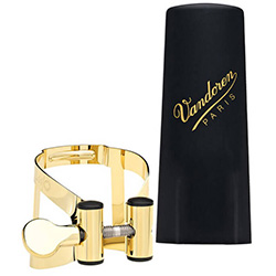Gold finish Vandoren M/O Ligature and cap for alto saxophone