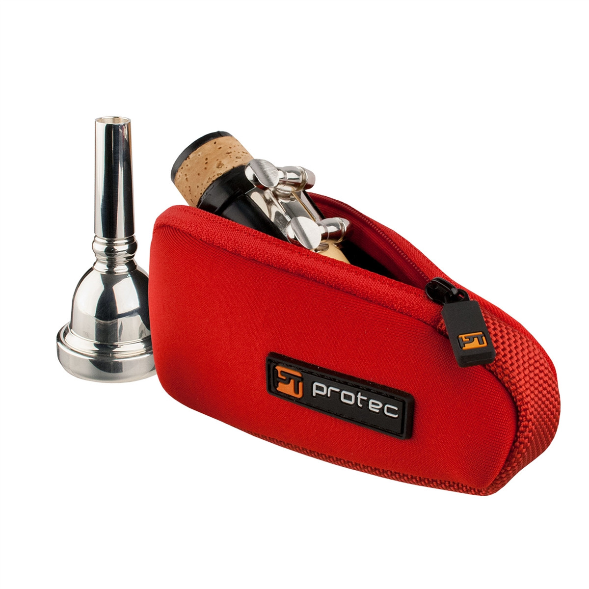 Red neoprene mouthpiece pouch