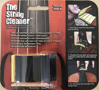 tool for cleaning rosin dust from strings