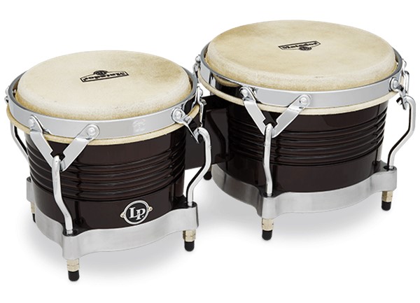 dark brown bongos with chrome hardware