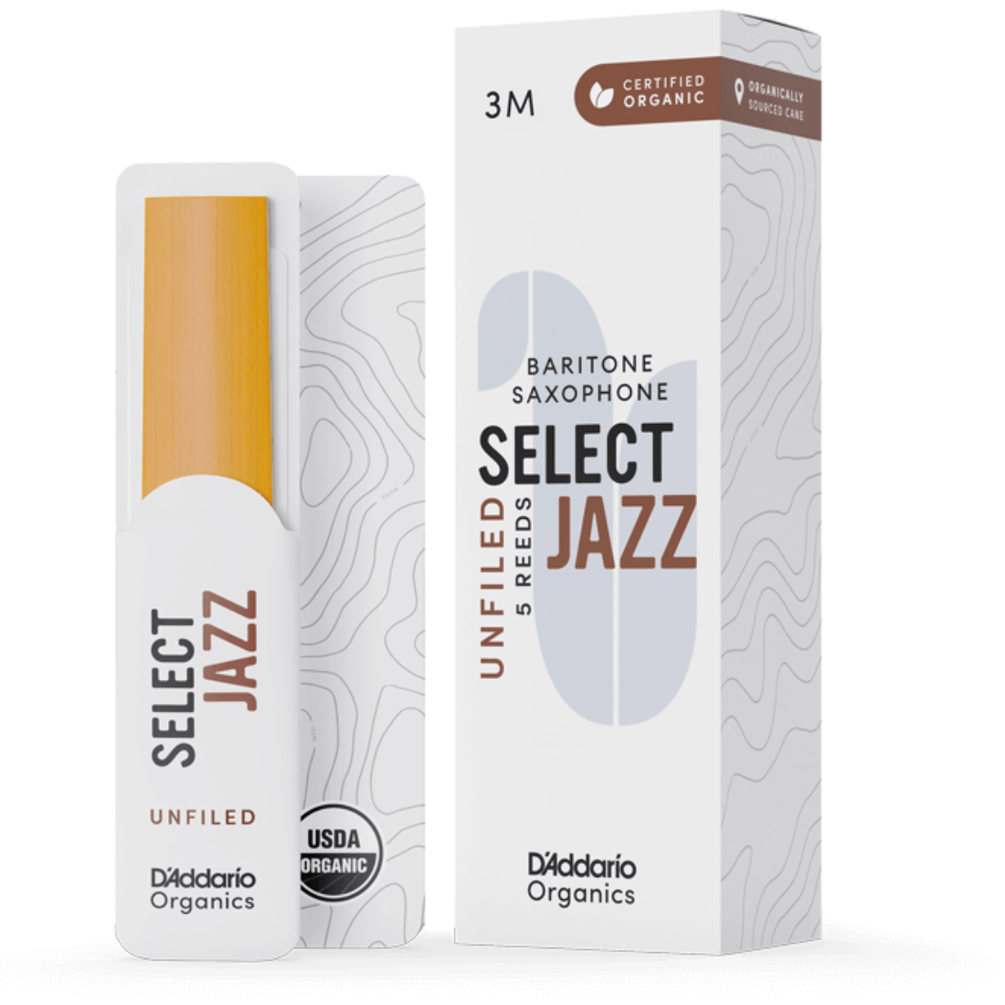 White box of 5 select jazz unfiled reeds - strength of 3 medium