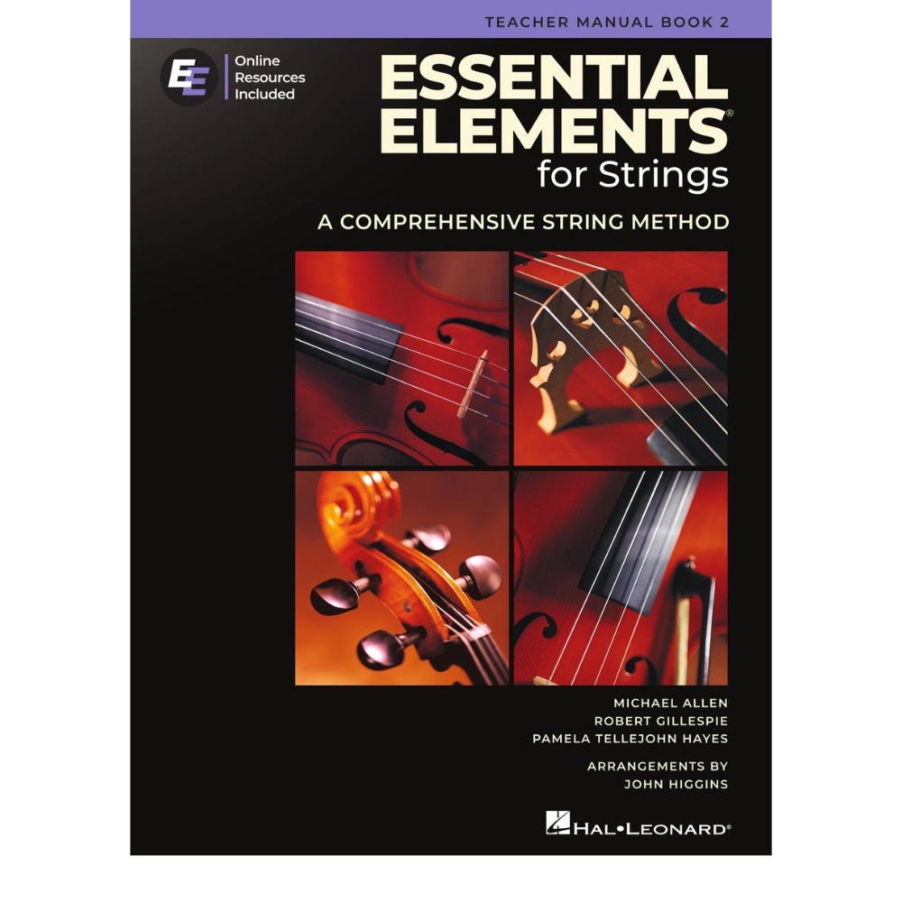 Black and purple method book titled Essential Elements for Strings - Teacher Manual