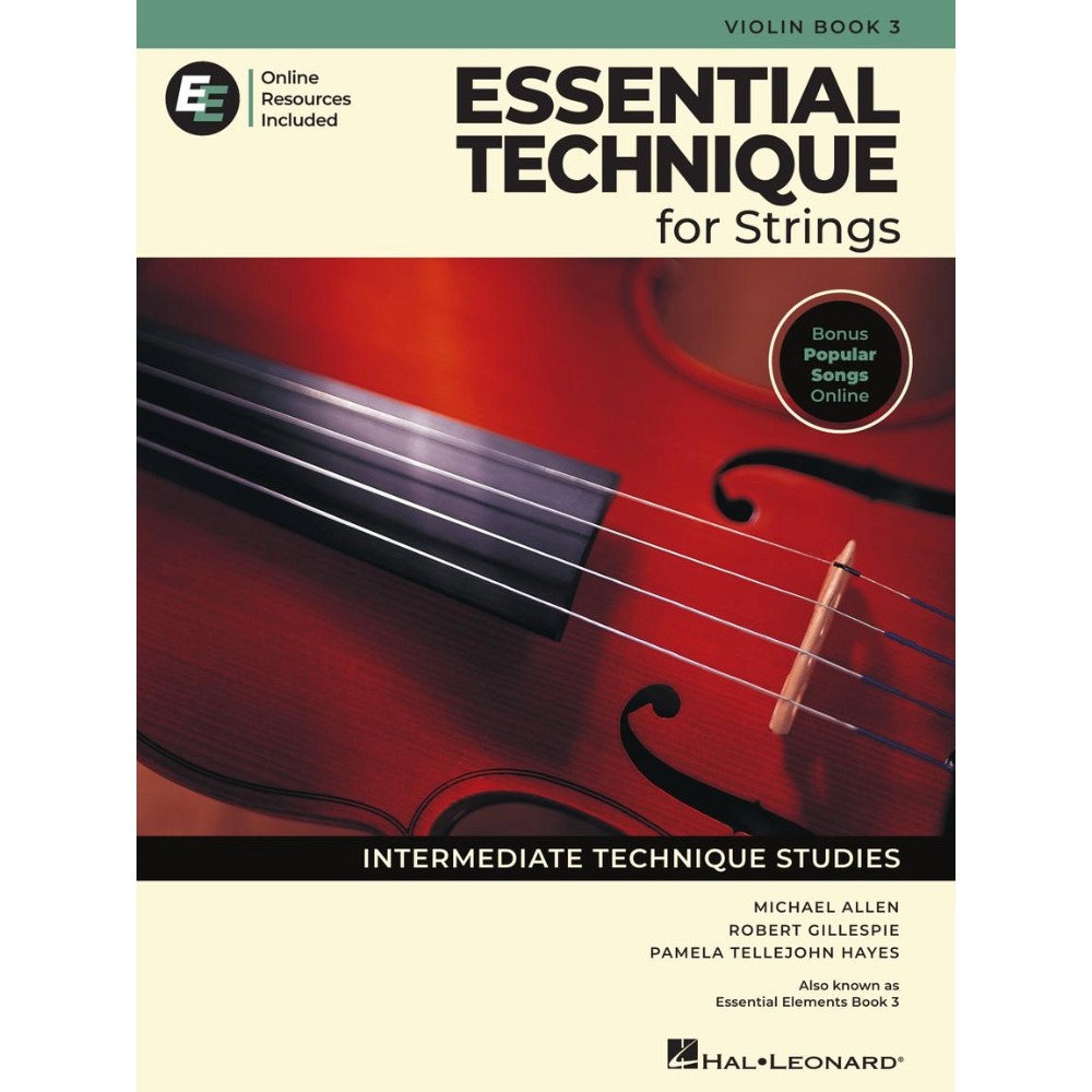 White and green method book titled Essential Technique for Strings Book 3 - Violin