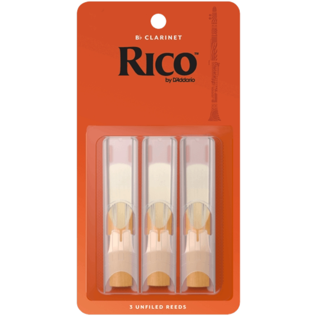 Orange Pack of Three of Rico by D'addario B Flat Clarinet reeds, Strength Two