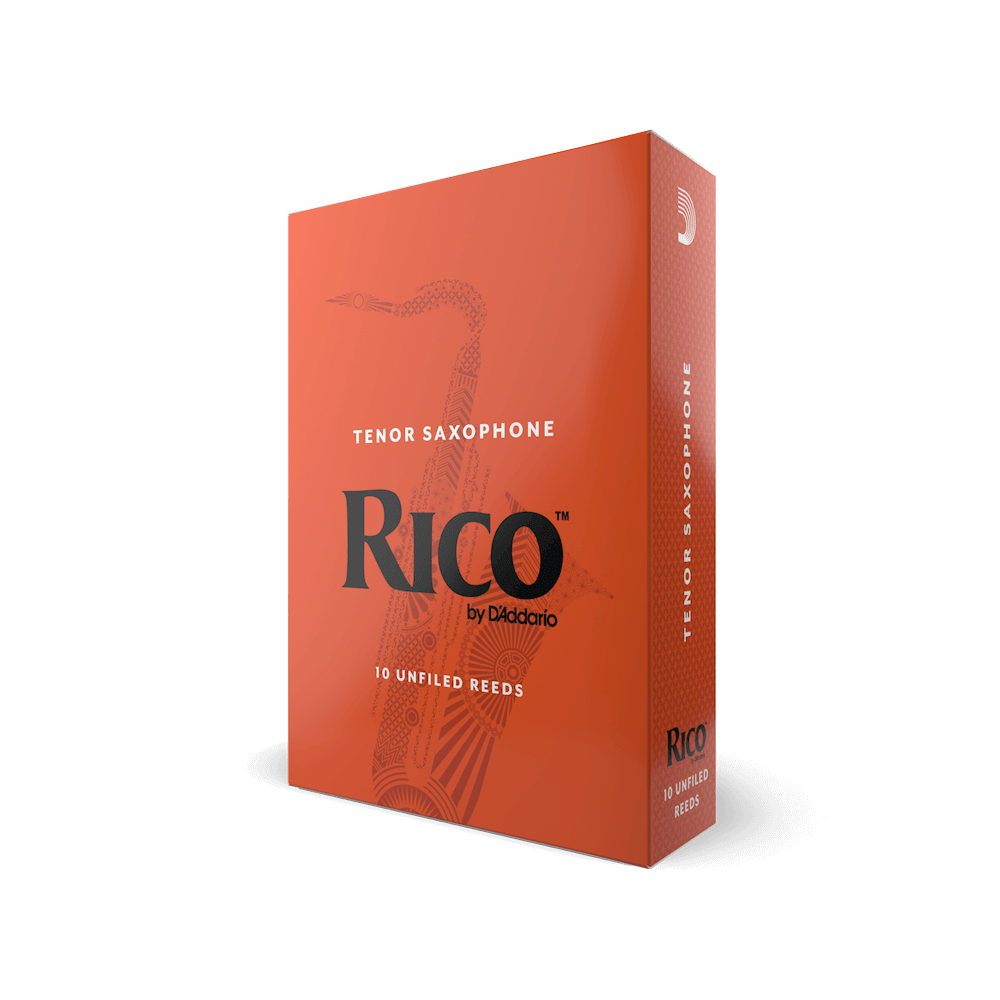 Orange box of ten Rico by D'addario Tenor Saxophone Reeds strength two