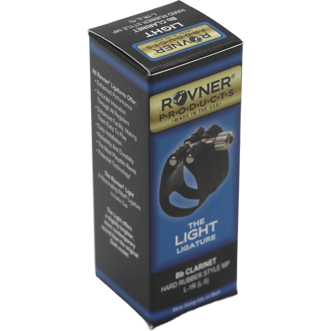 Black and blue box containing one Rovner Classic Light Ligature