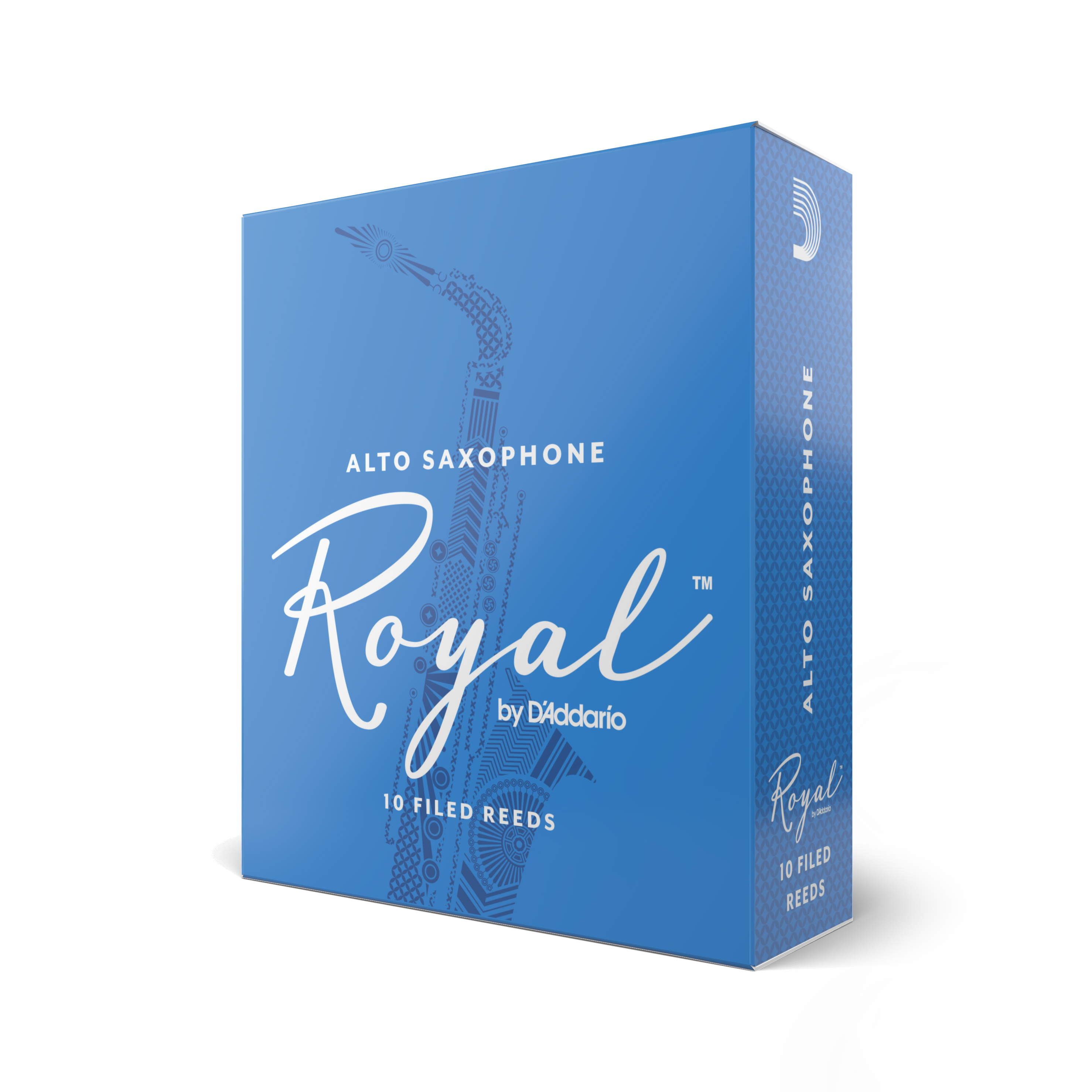 Blue Box of ten Royal by D'addario Alto Sax reeds Strength Two and a half
