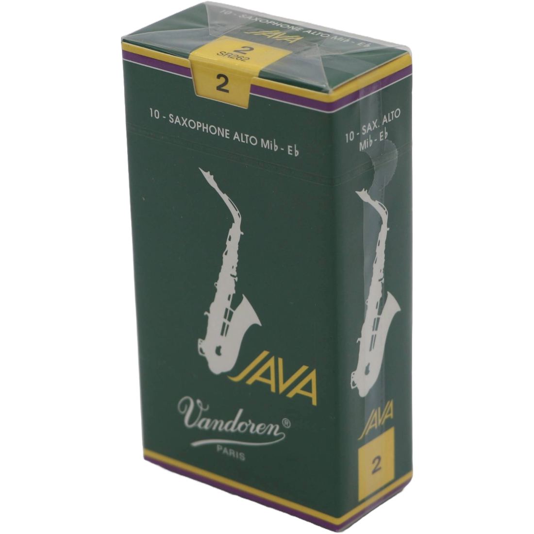 Green box of 10 Vandoren Java Alto sax reeds - Strength of 2
