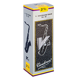 Gray box of 5 Vandoren V12 Tenor Saxophone Reeds