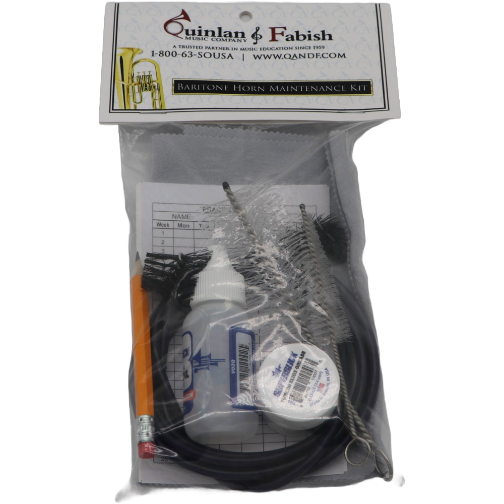 Clear bag with Baritone and Euphonium Care Supplies inside