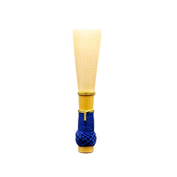Lesher bassoon reed wound with royal blue string
