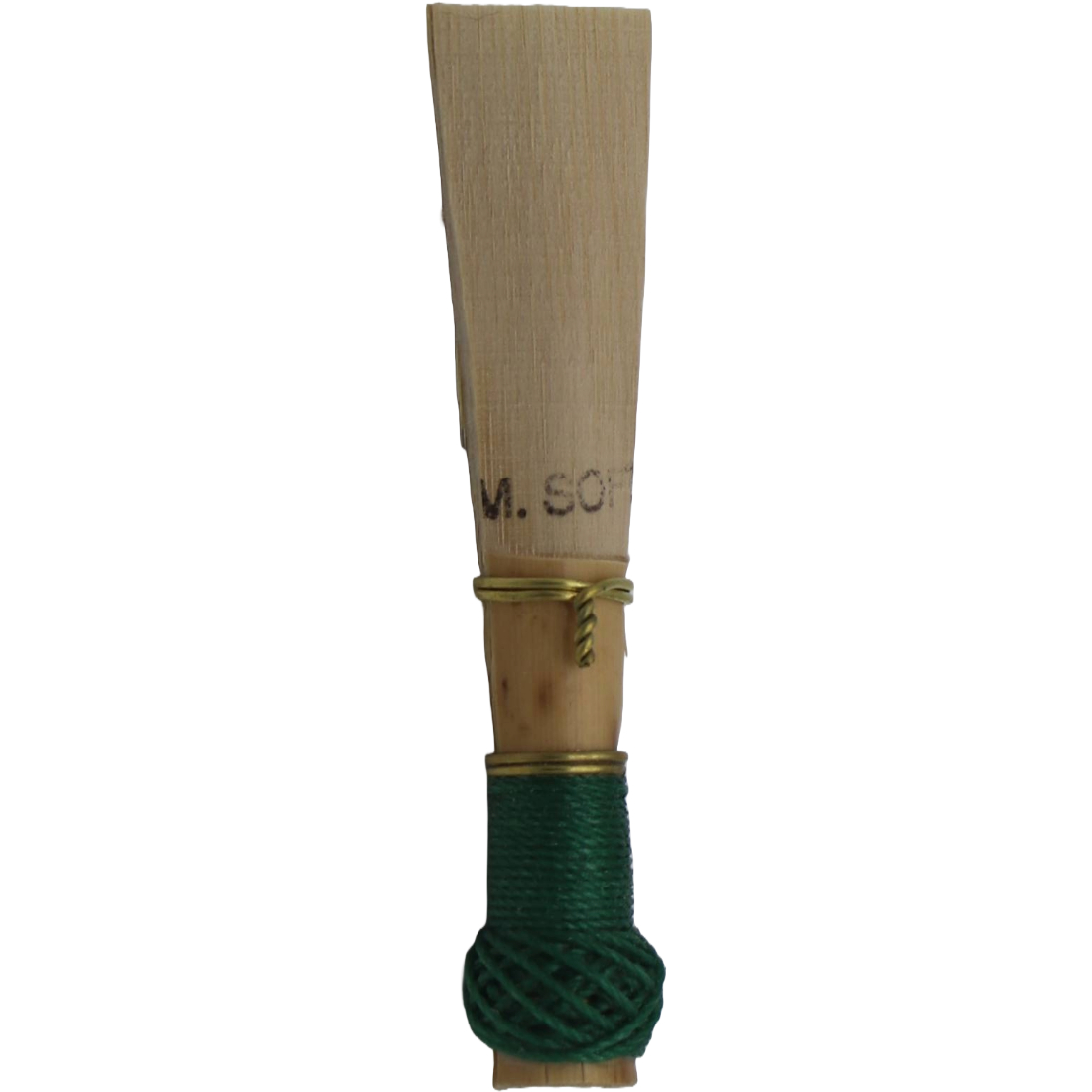 medium soft cane bassoon reed with emerald green thread