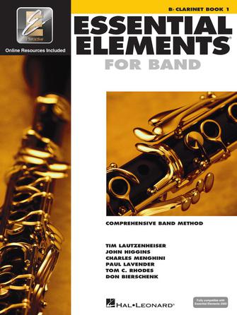 White cover with images of clarinet for Essential Elements Interactive Book 1 for Clarinet