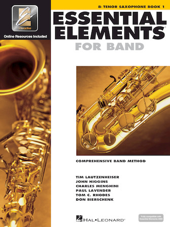 White cover with images of Tenor Sax for Essential Elements Interactive Book 1 for Tenor Saxophone