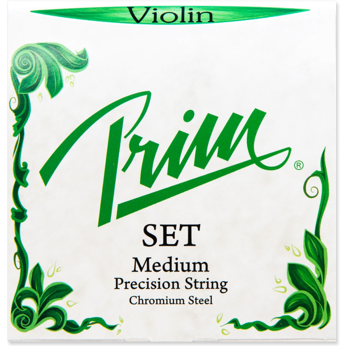 White and green box of Prim steelcore violin strings