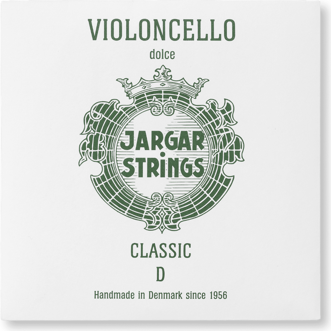 White and green box of Jargar Cello strings