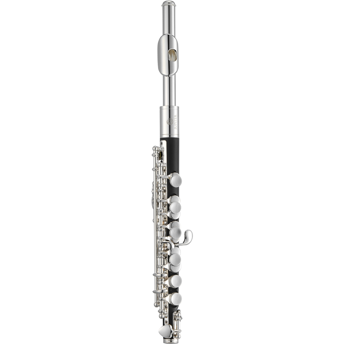 Black plastic Jupiter piccolo with silver plated mouthpiece