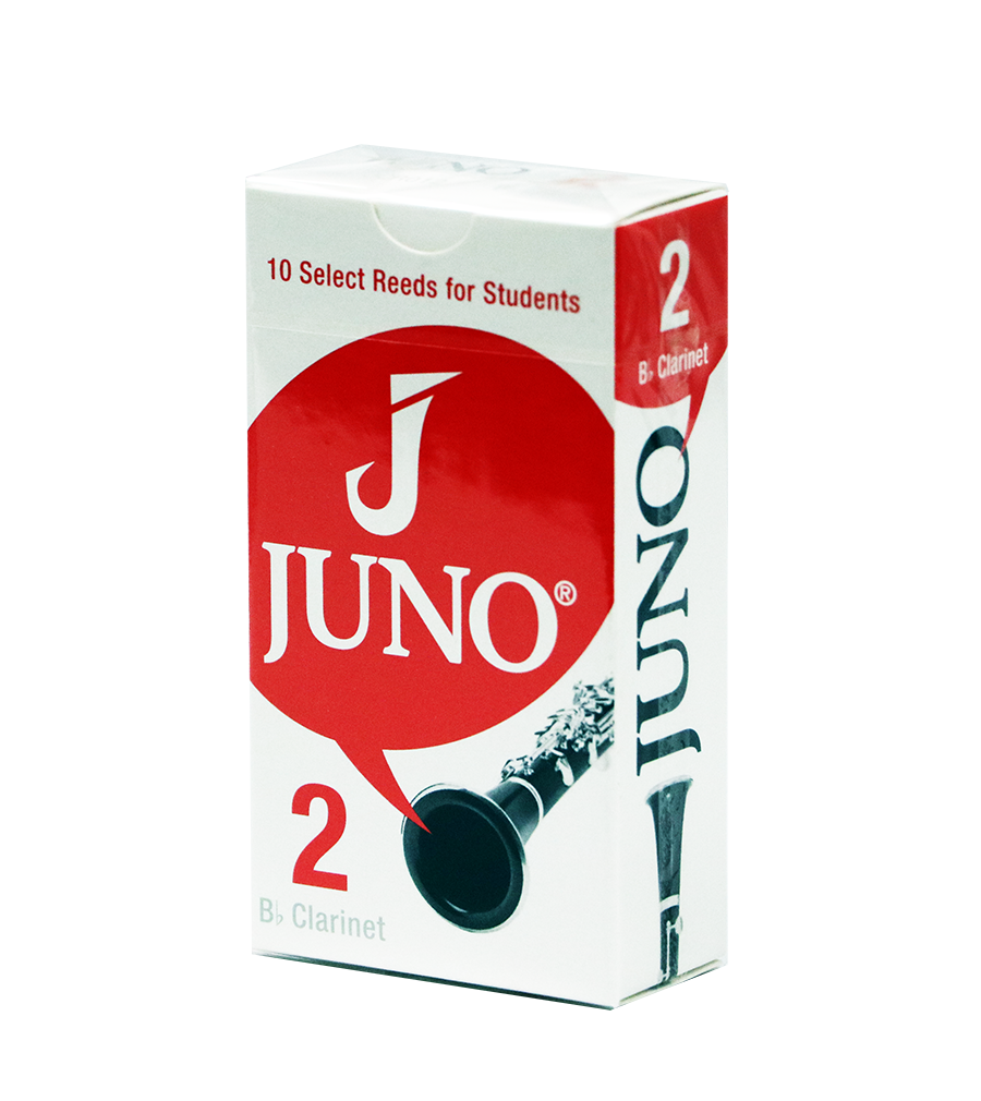 White and red box of 10 Juno B flat Clarinet reeds