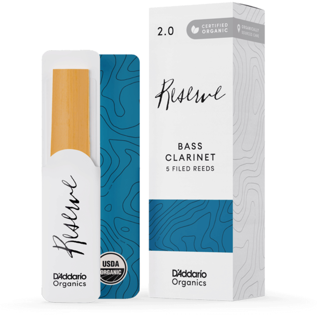 White box of Five D'addario Reserve Bass Clarinet Reeds