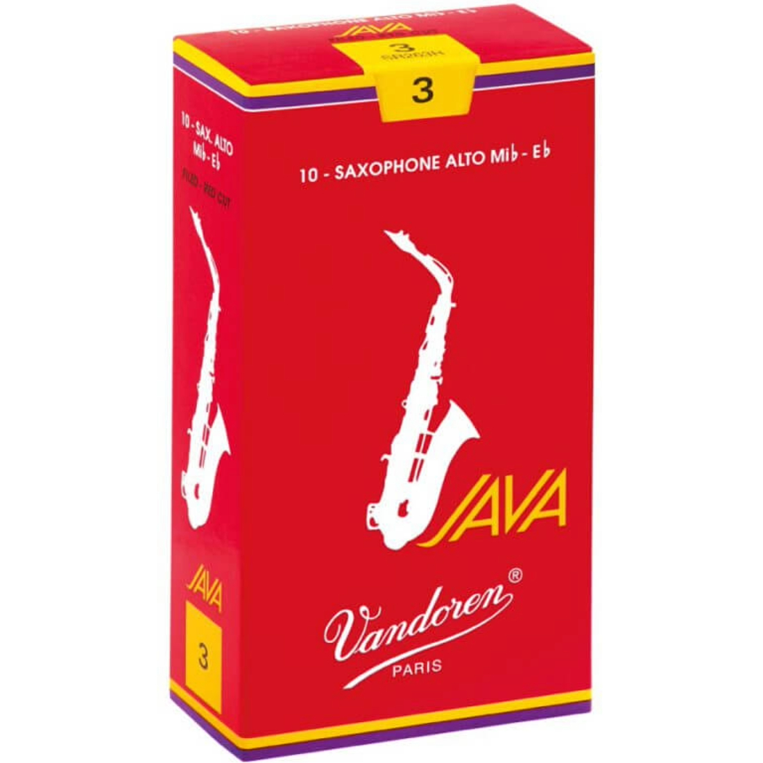 Red box of 10 Vandoren Java Red alto saxophone reeds