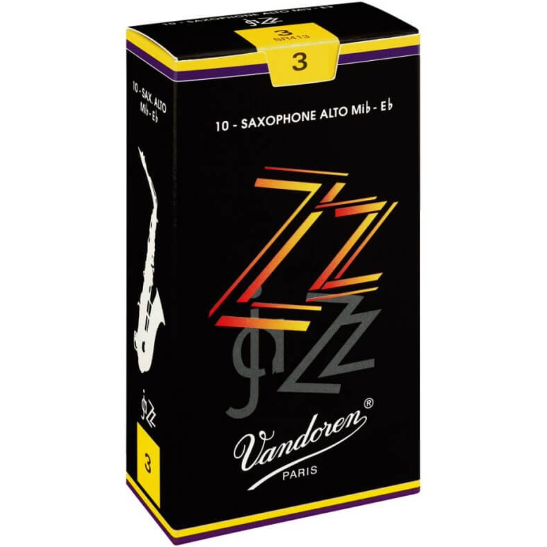 Black box of 10 Vandoren ZZ alto saxophone reeds