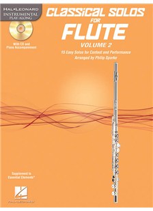 Orange cover with a flute on it, titled classical solos volume 2