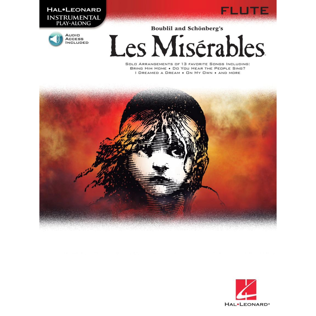 White cover with drawn picture of little girl, titled Les Miserables